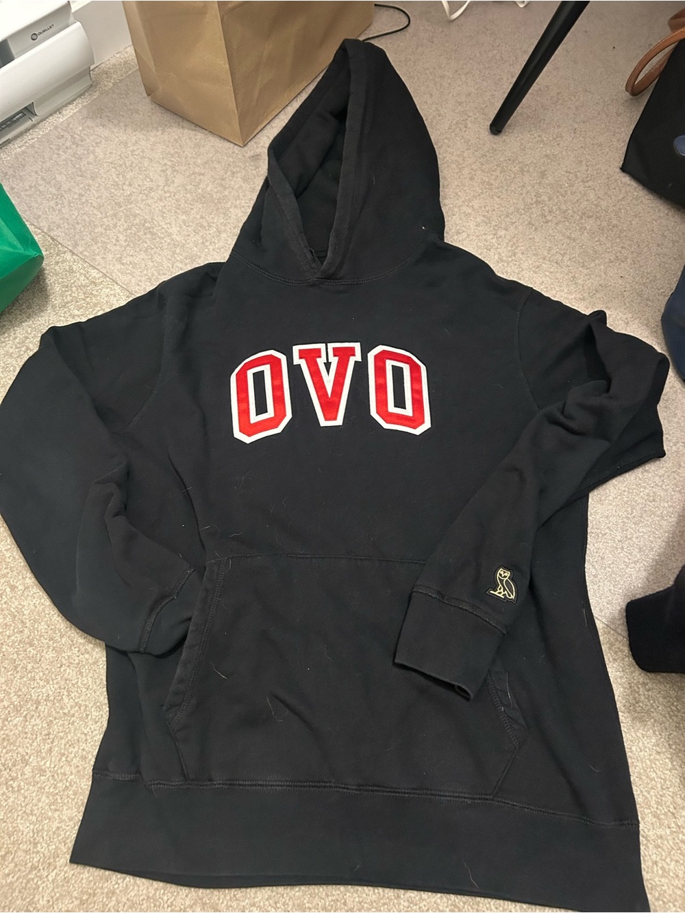 OVO Black Hoodie with Red and White Lettering